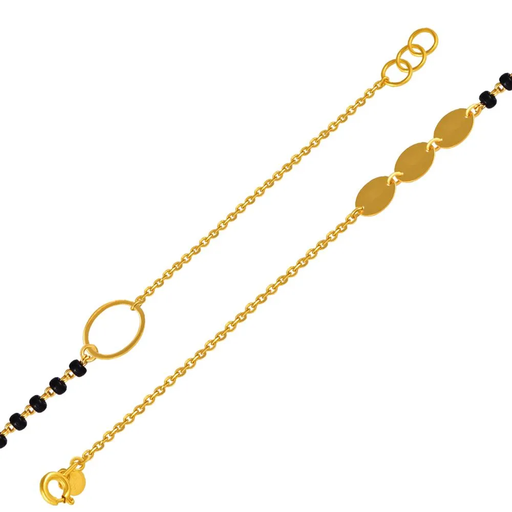 22k Gold Bracelet With Oval-shaped Motifs And Beads