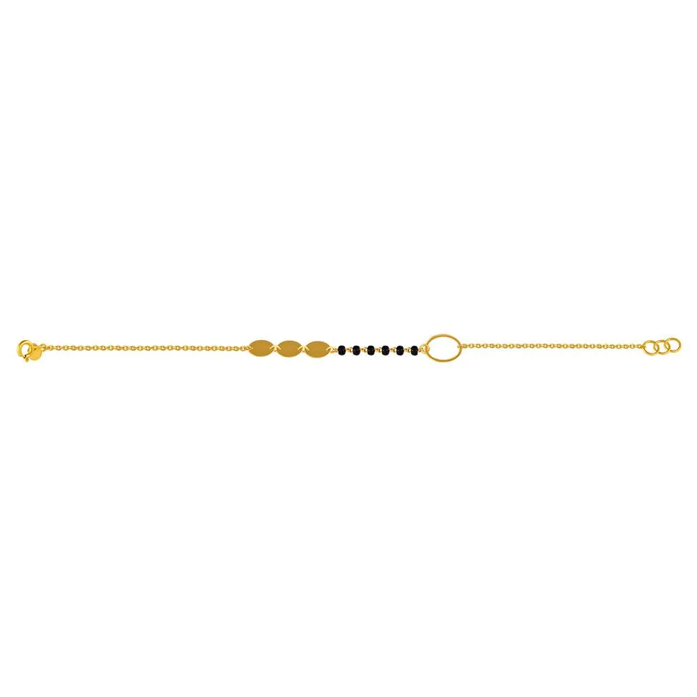 22k Gold Bracelet With Oval-shaped Motifs And Beads