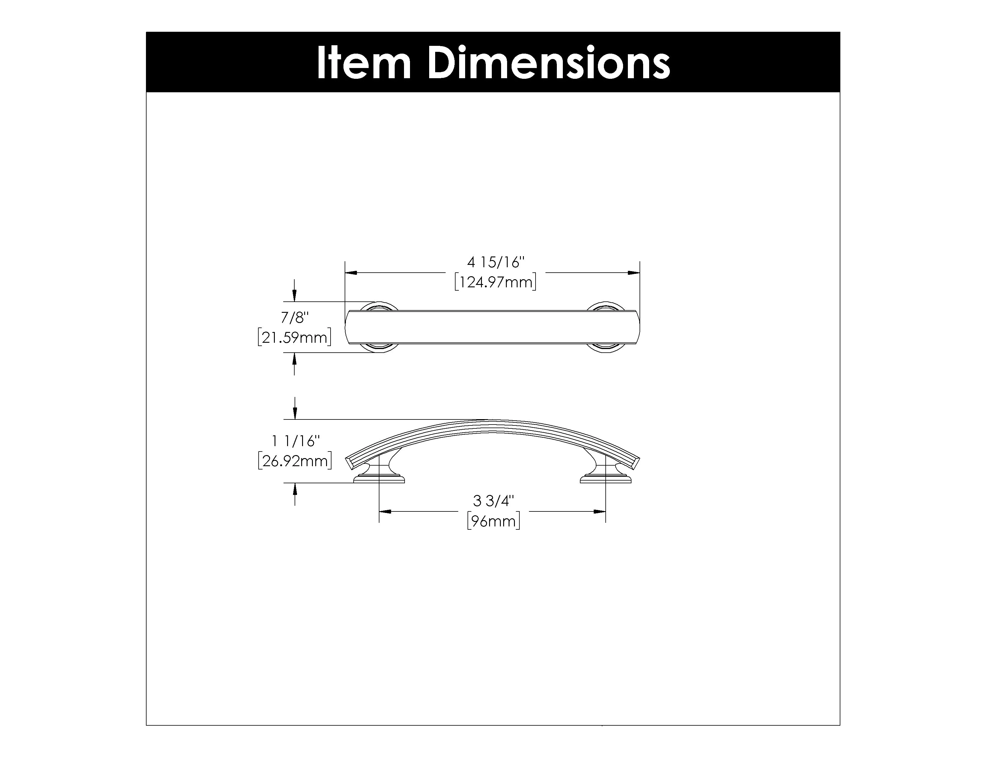 3-3/4 inch (96mm) American Diner Cabinet Pull