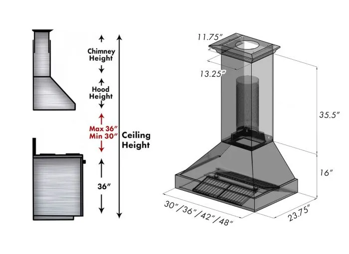 48" Snow Finish Range Hood with Black Matte Shell (8654BLM-48)