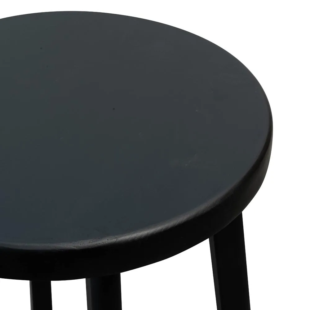 65cm Bar Stool With Black Timber Seat - Black Frame