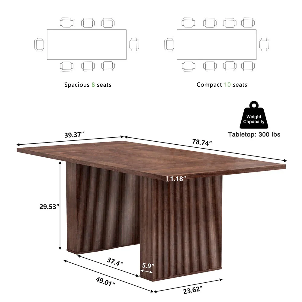 78 Inch Dining Table Modern Farmhouse Wooden Rectangular Kitchen Table