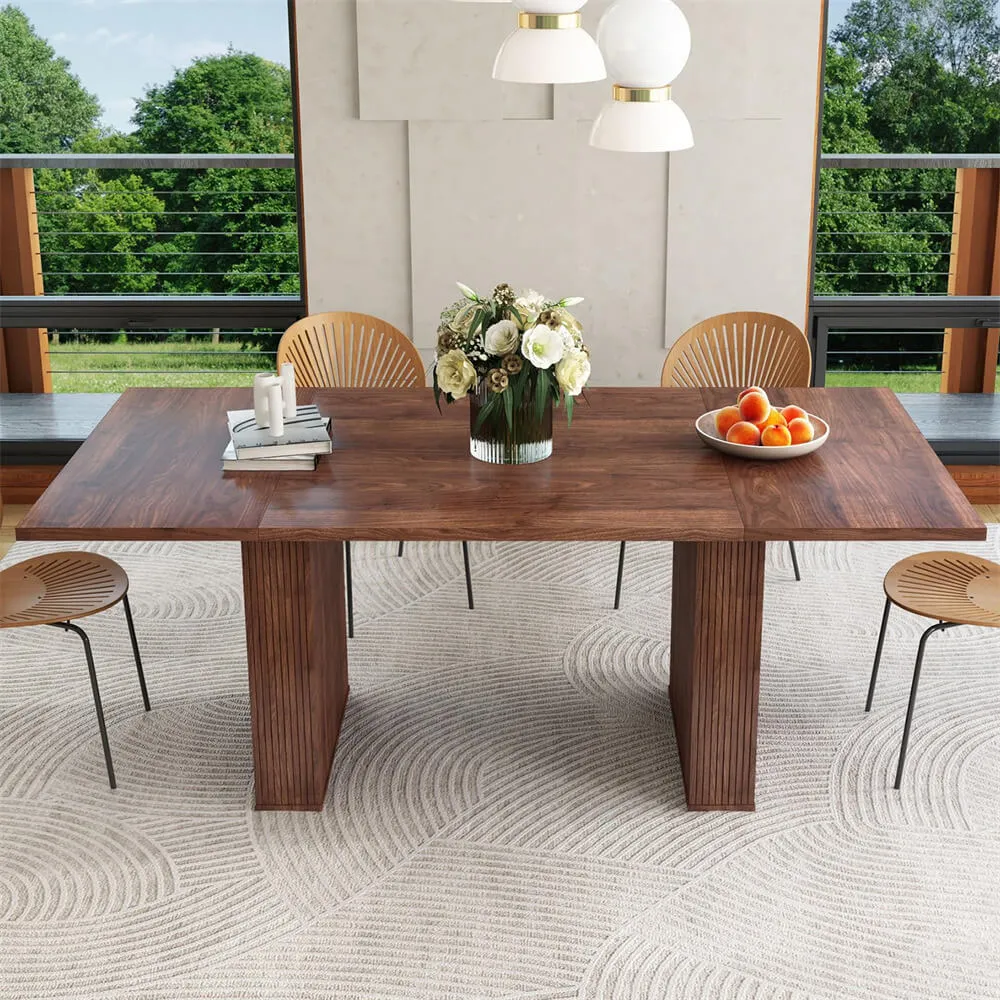 78 Inch Dining Table Modern Farmhouse Wooden Rectangular Kitchen Table