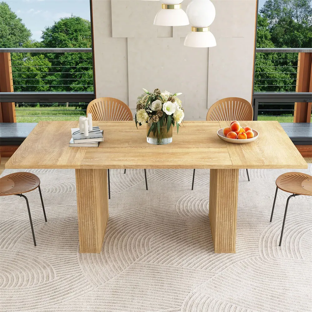 78 Inch Dining Table Modern Farmhouse Wooden Rectangular Kitchen Table