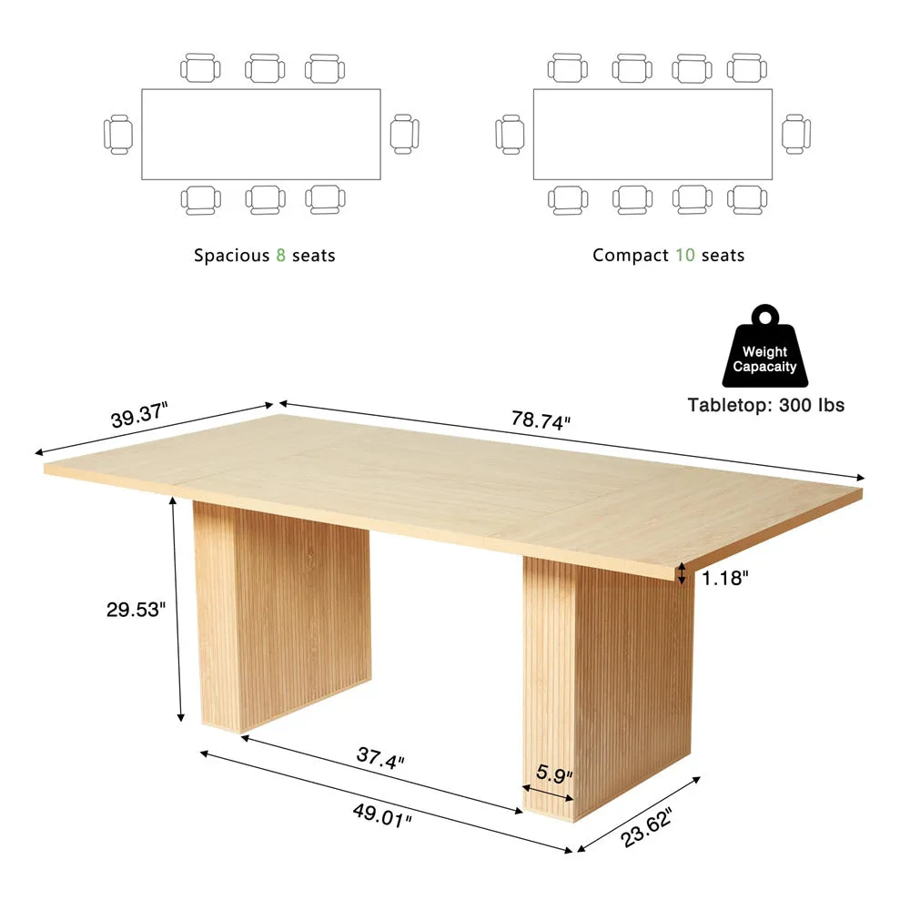 78 Inch Dining Table Modern Farmhouse Wooden Rectangular Kitchen Table