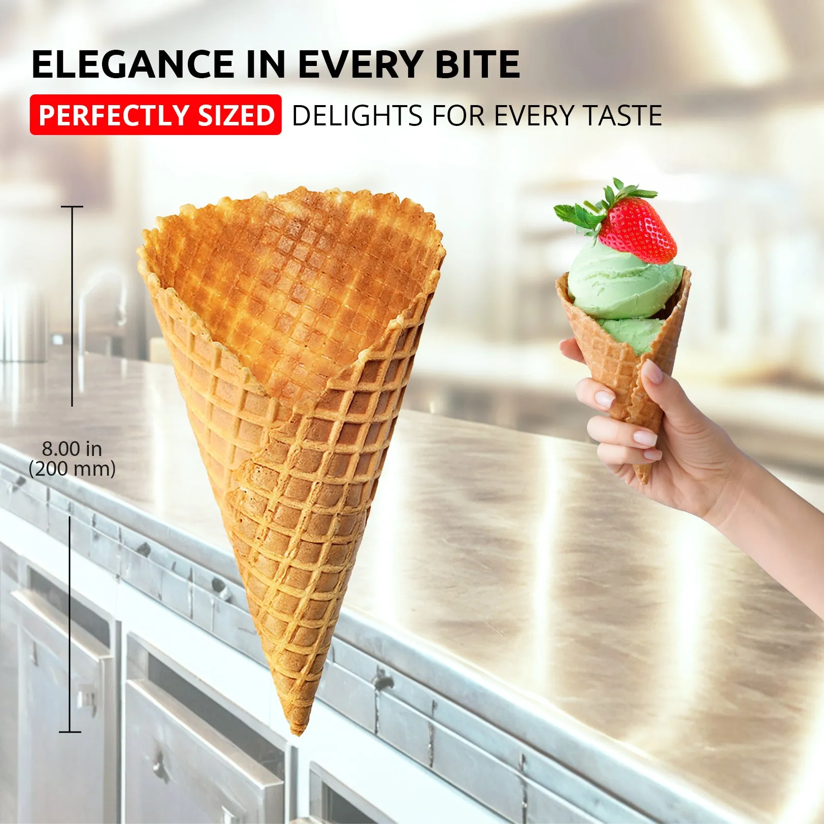 ALDKitchen Waffle Cone Maker | Commercial Ice Cream Cone Maker | Stainless Steel | Nonstick | Manual Control