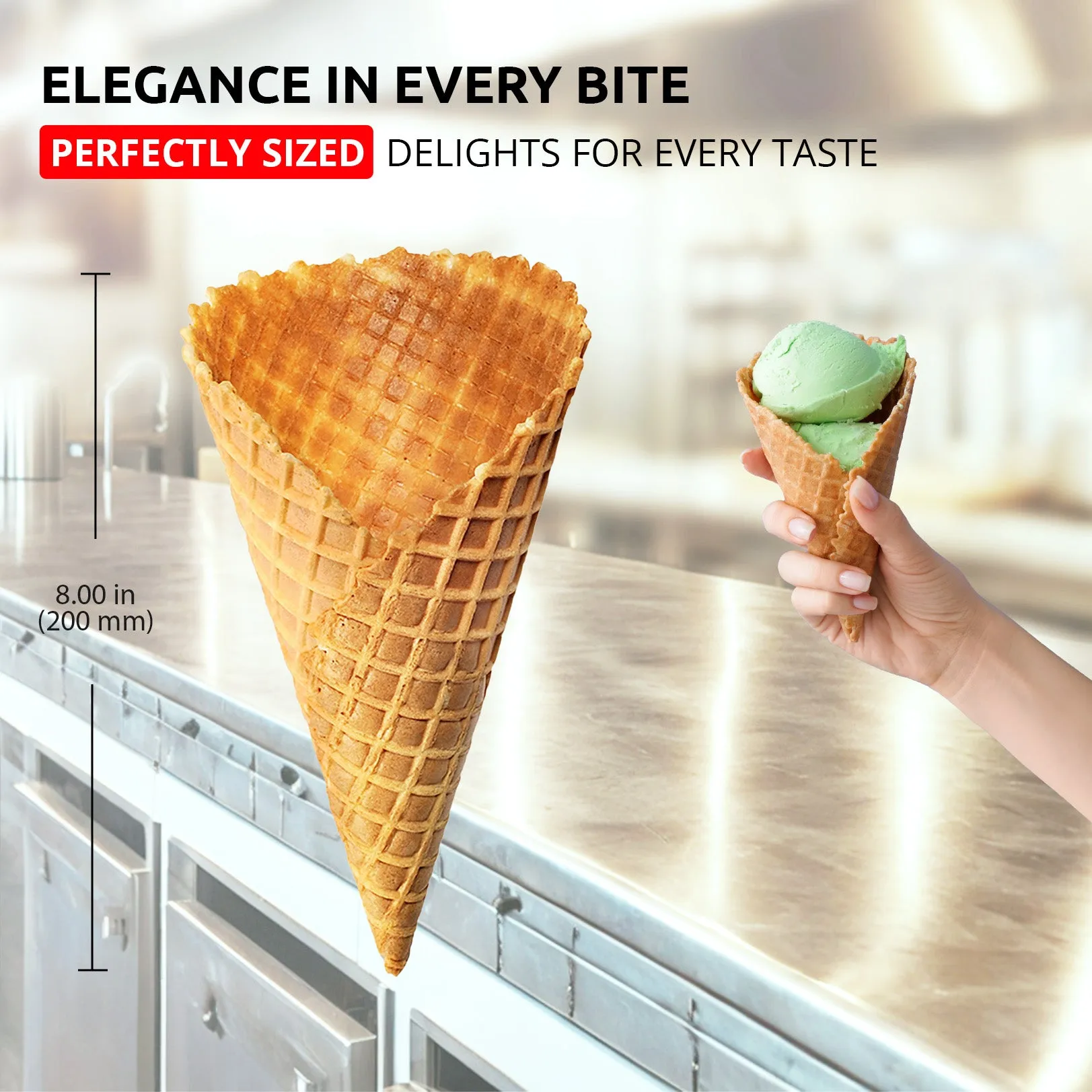 ALDKitchen Waffle Cone Maker | Commercial Ice Cream Cone Maker | Stainless Steel | Nonstick | Manual Control