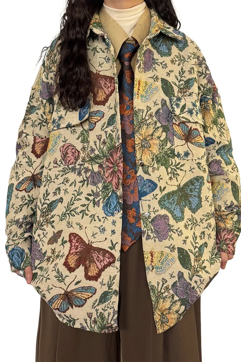 American Retro National Tide Ethnic Style Butterfly Embroidered Shirt Jacket