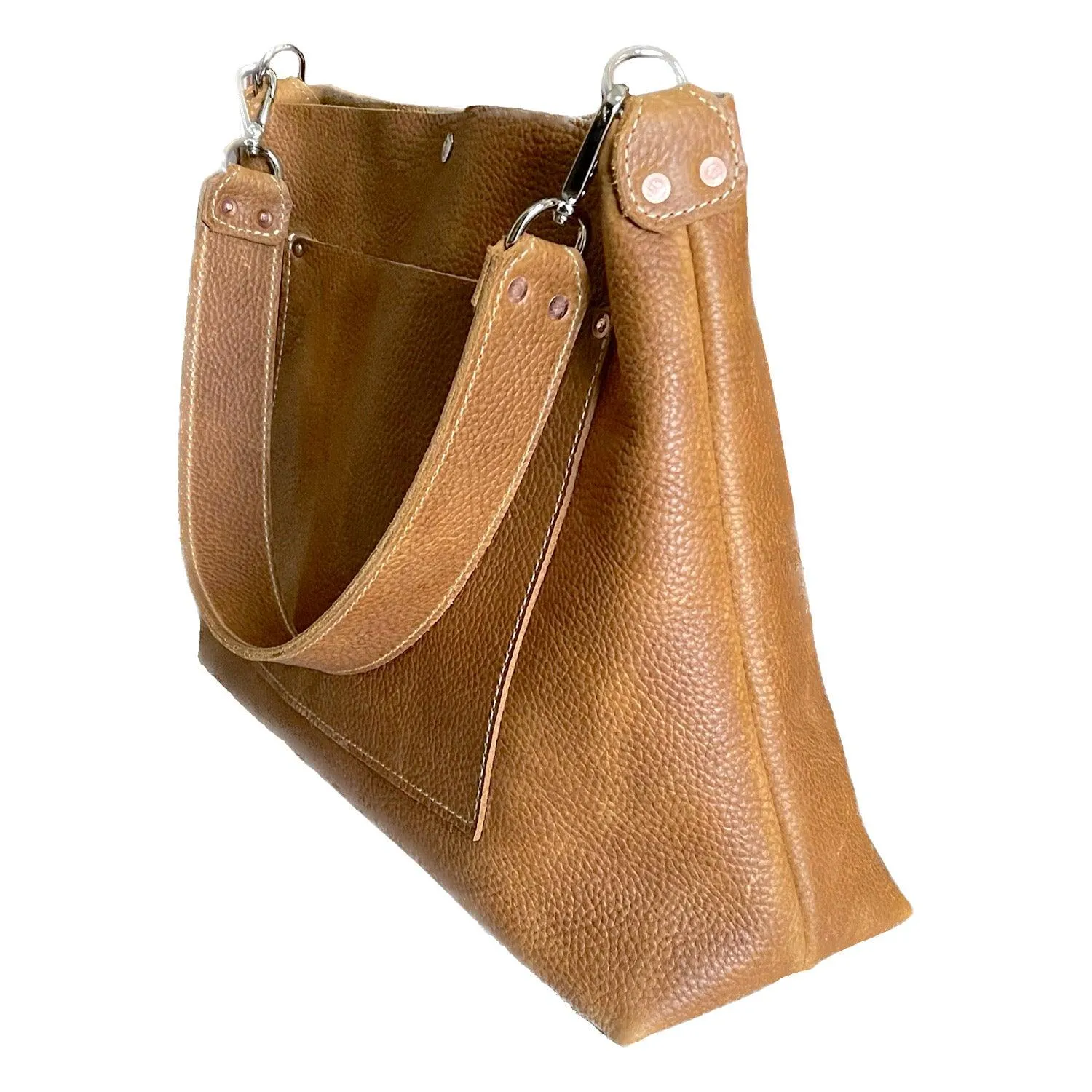 Bell Leather Shoulder Bag in Almond