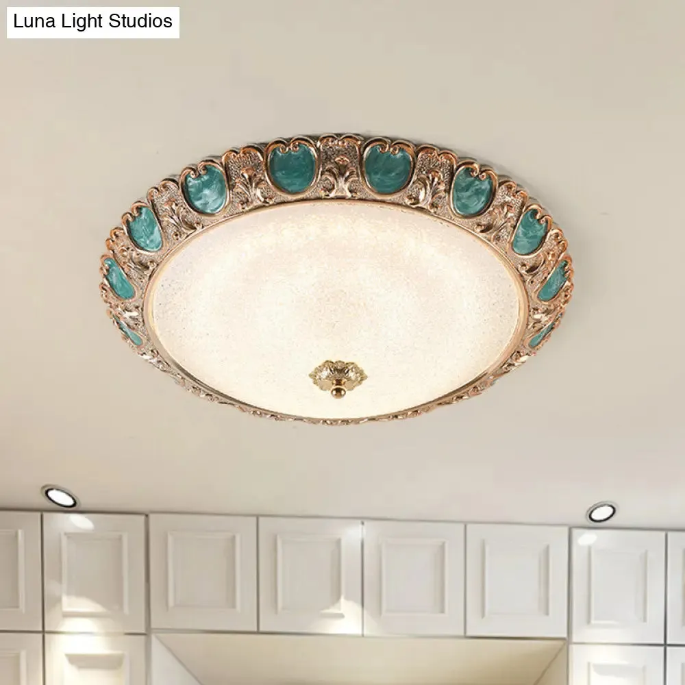 Blue Dome Ceiling Light with LED and Country Cream Glass, in Warm/White Light, Available in 3 Sizes