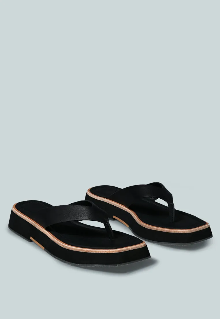 BLUNT Flat Thong Sandal in Black