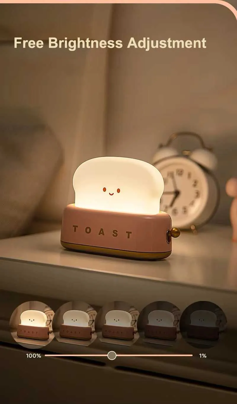 Bread Toast Cartoon LED Night Light