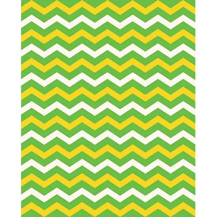 Bright Green & Yellow Chevron Printed Backdrop