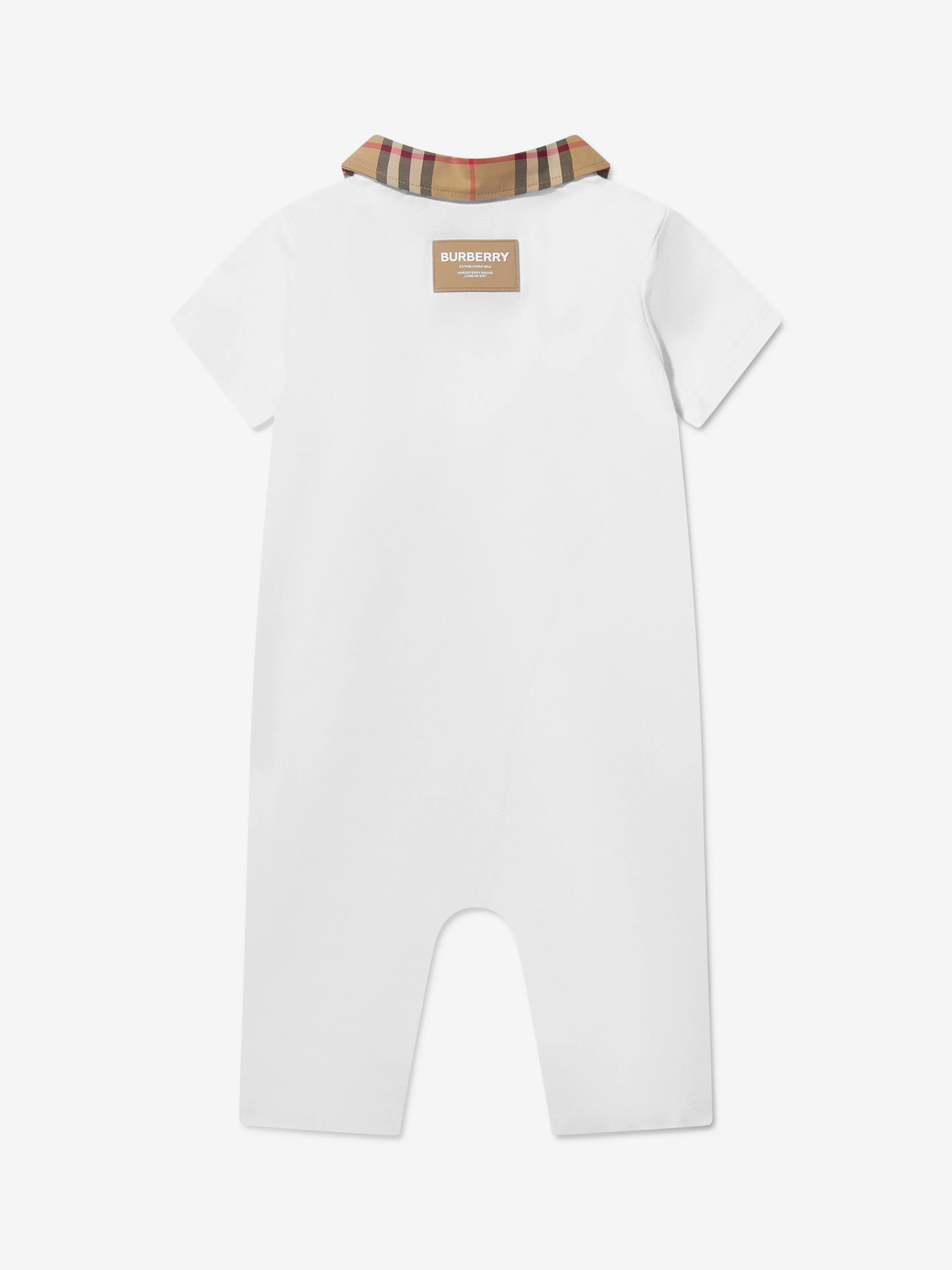 Burberry Baby Charli Check Romper in White