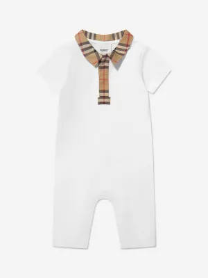 Burberry Baby Charli Check Romper in White