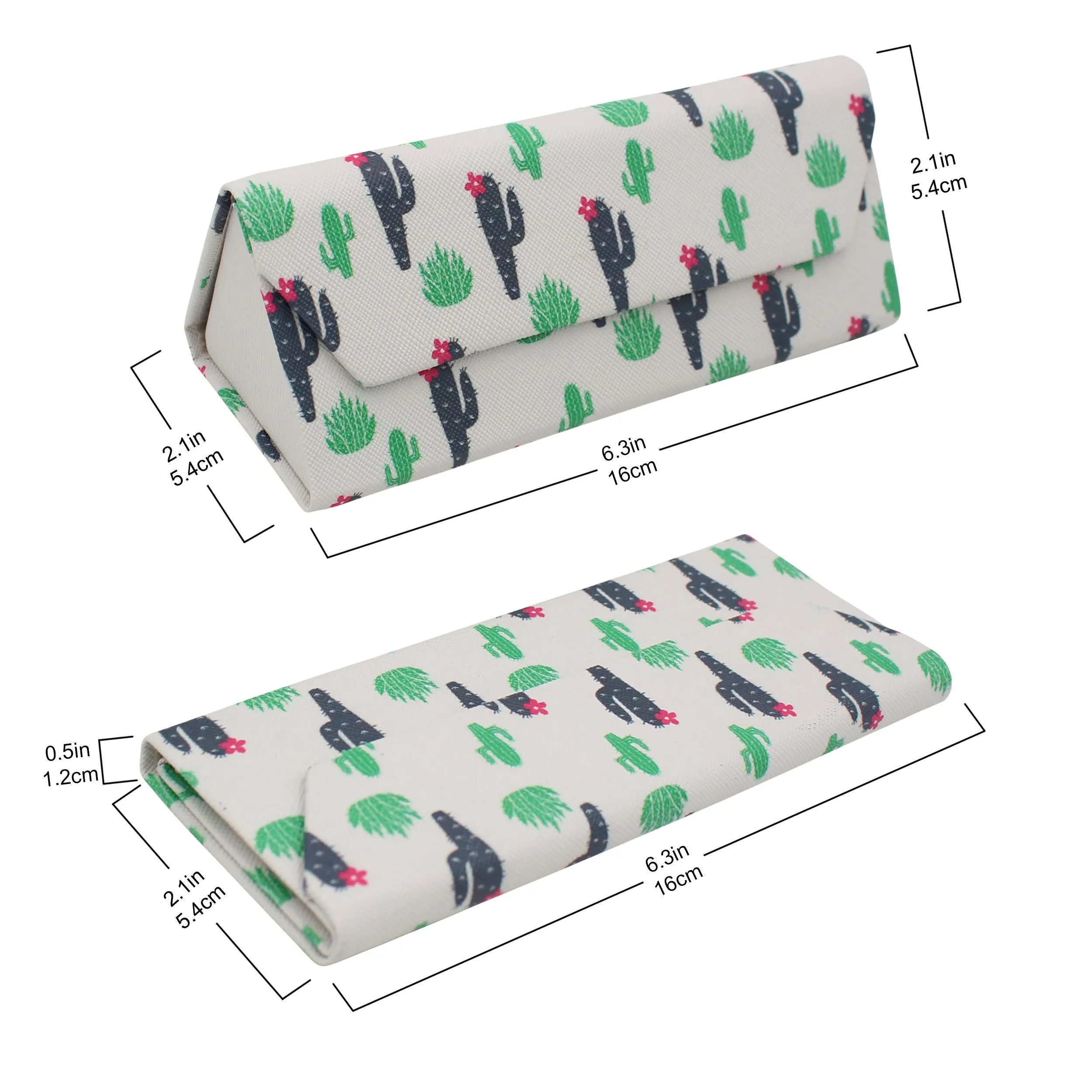 Cactus Print Small Glasses Case – Succulent – Vegan Leather