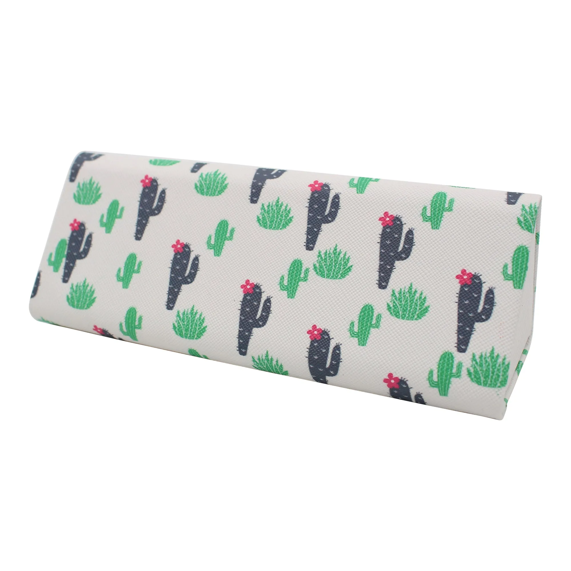 Cactus Print Small Glasses Case – Succulent – Vegan Leather