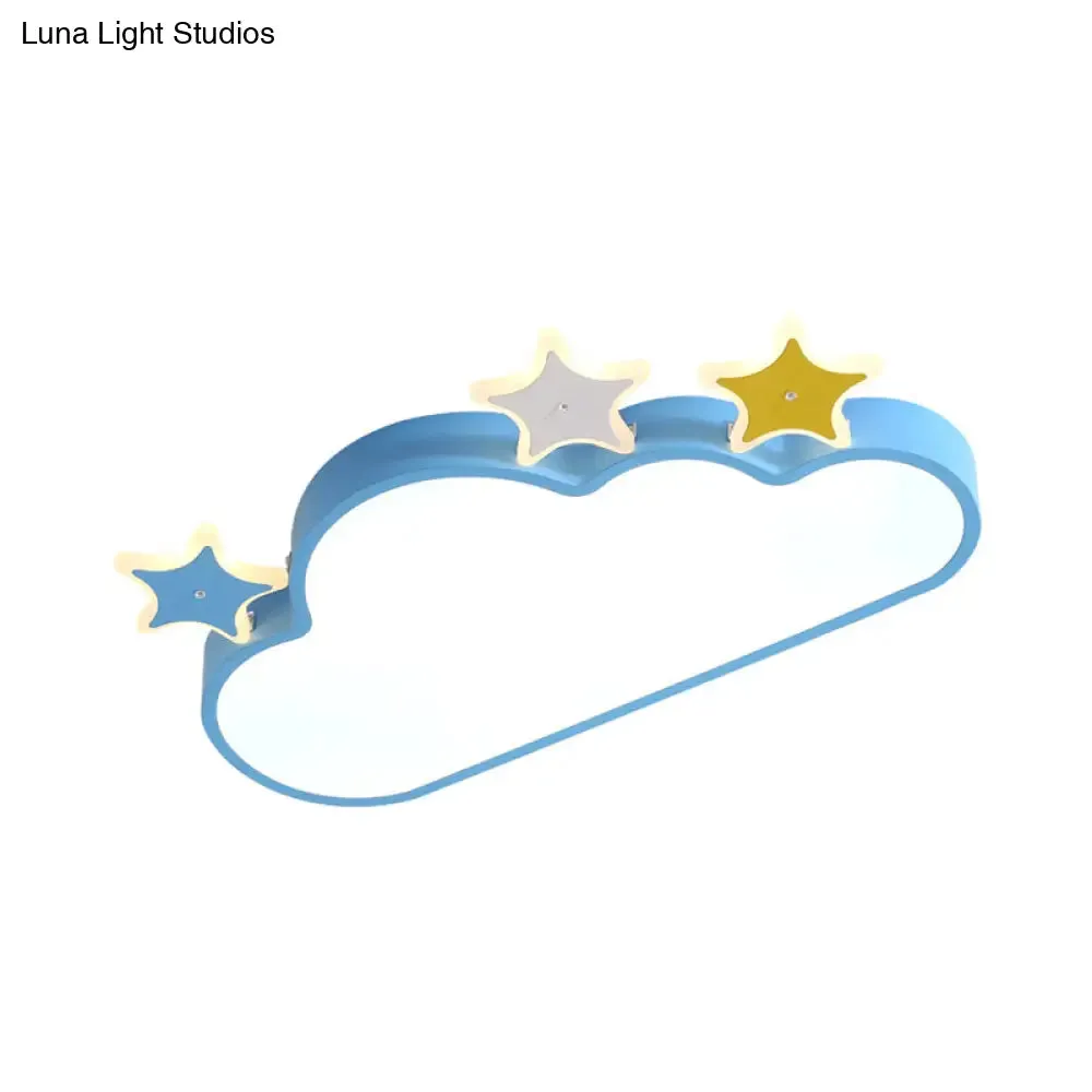 Cartoon Pink/Blue LED Cloud-with-Star Flushmount Ceiling Light for Children's Room