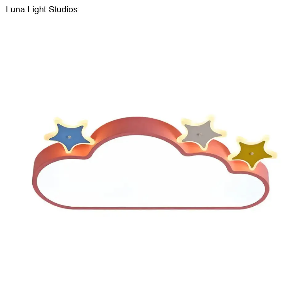 Cartoon Pink/Blue LED Cloud-with-Star Flushmount Ceiling Light for Children's Room