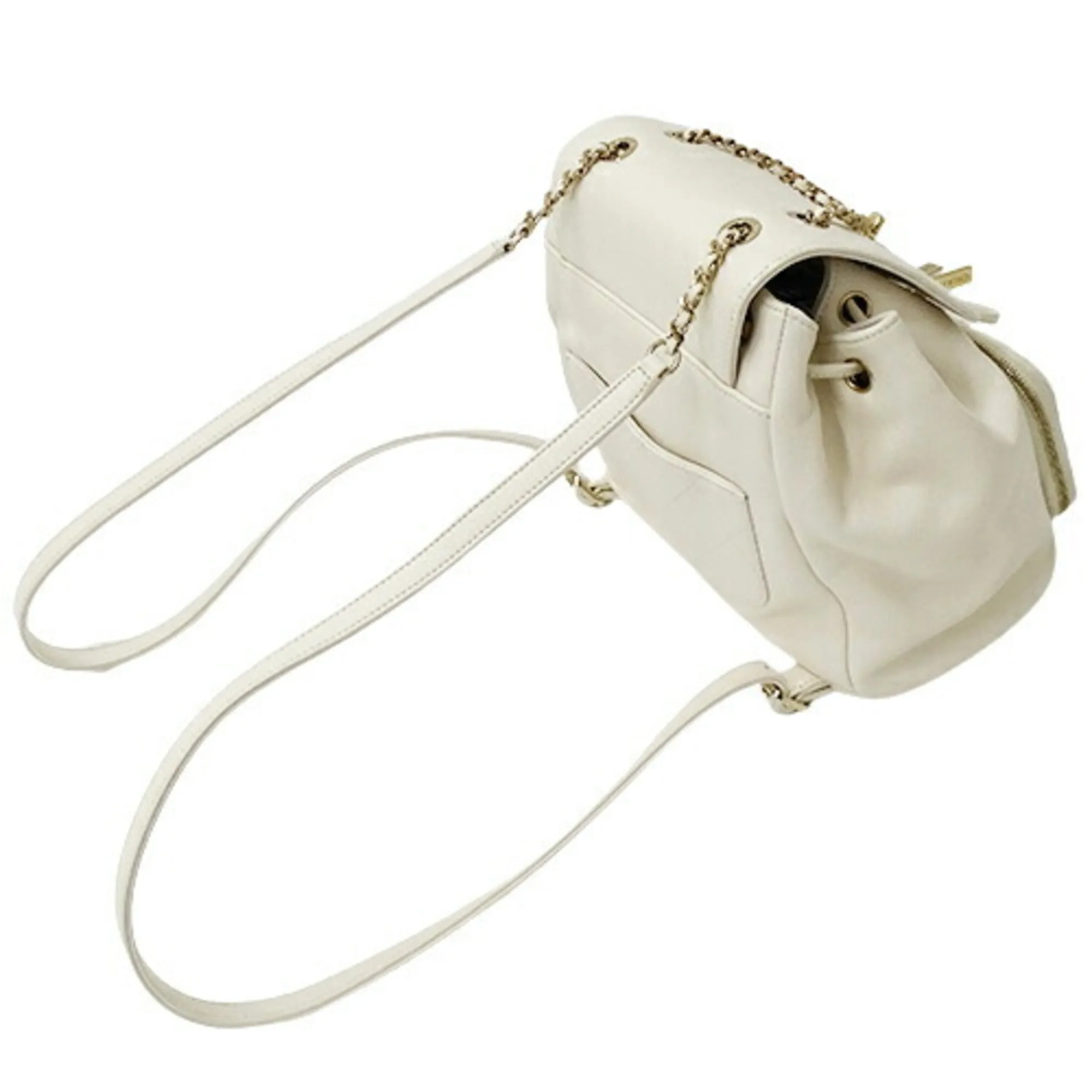 CHANEL Bag Matelasse Women's Backpack Caviar Skin White