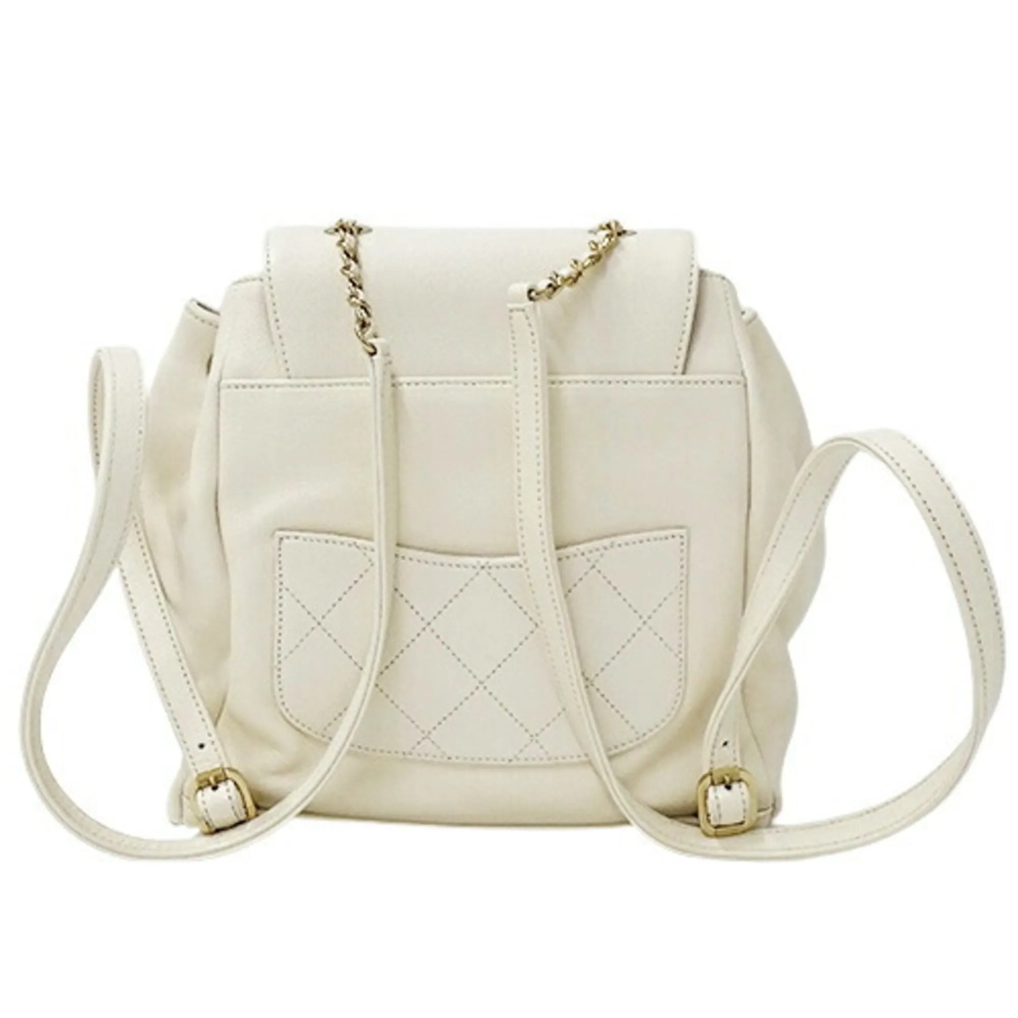 CHANEL Bag Matelasse Women's Backpack Caviar Skin White