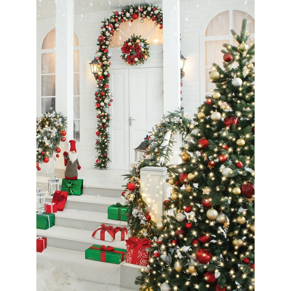 Christmas Porch Printed Backdrop