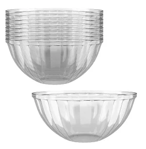 Clear Plastic Serving Bowls, 48 Oz 12 Pack - Round Disposable Bowls, Punch