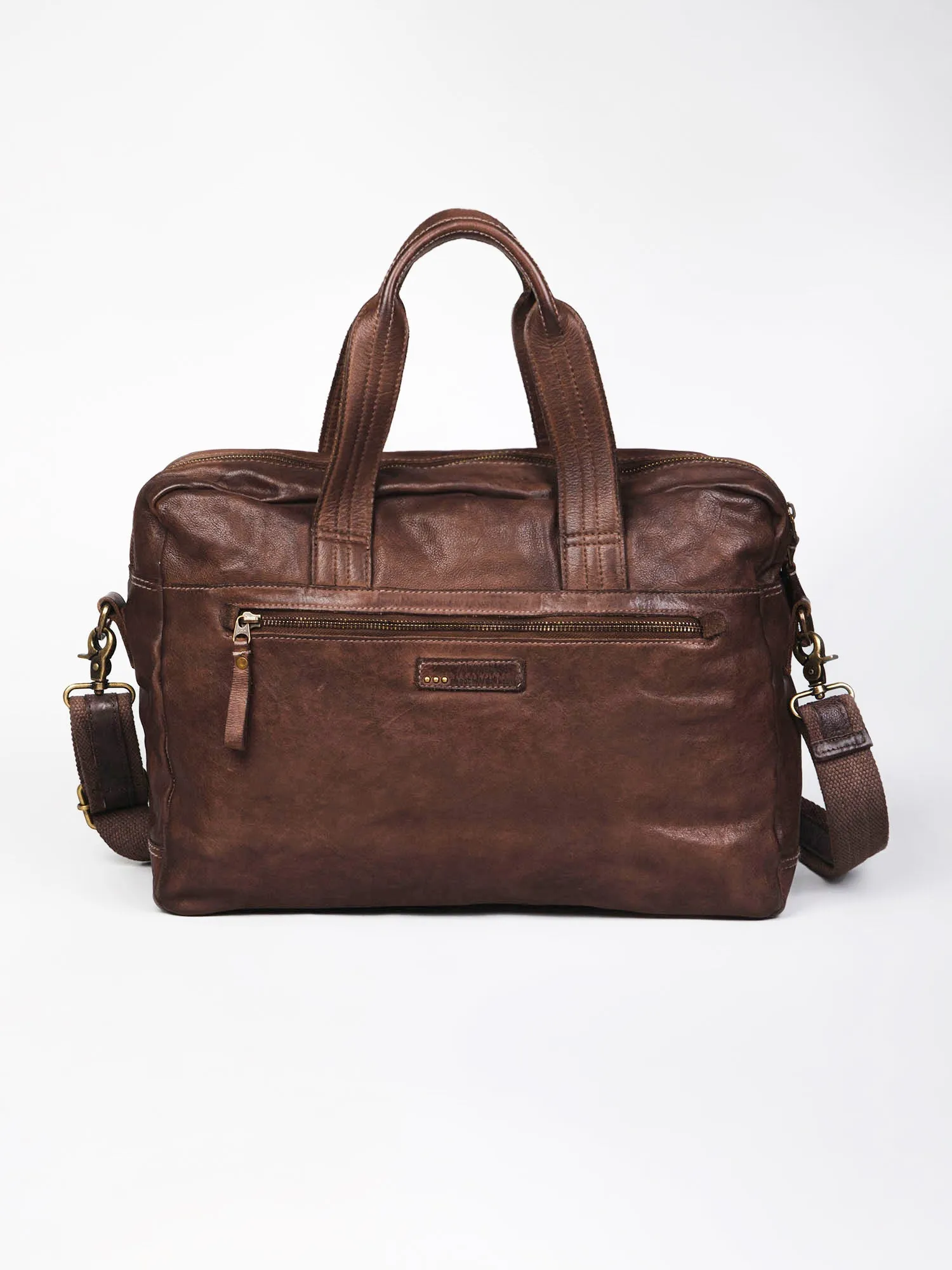 Cognac Vintage Leather Laptop Bag For Men & Women By Art N Vintage