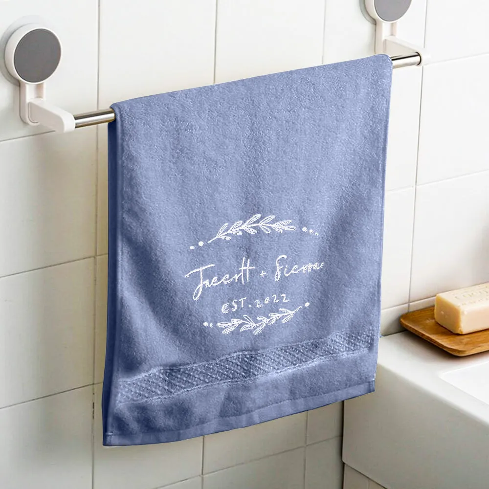 Custom Embroidered Towel Personalised Name and Date Towel Gift for Lover