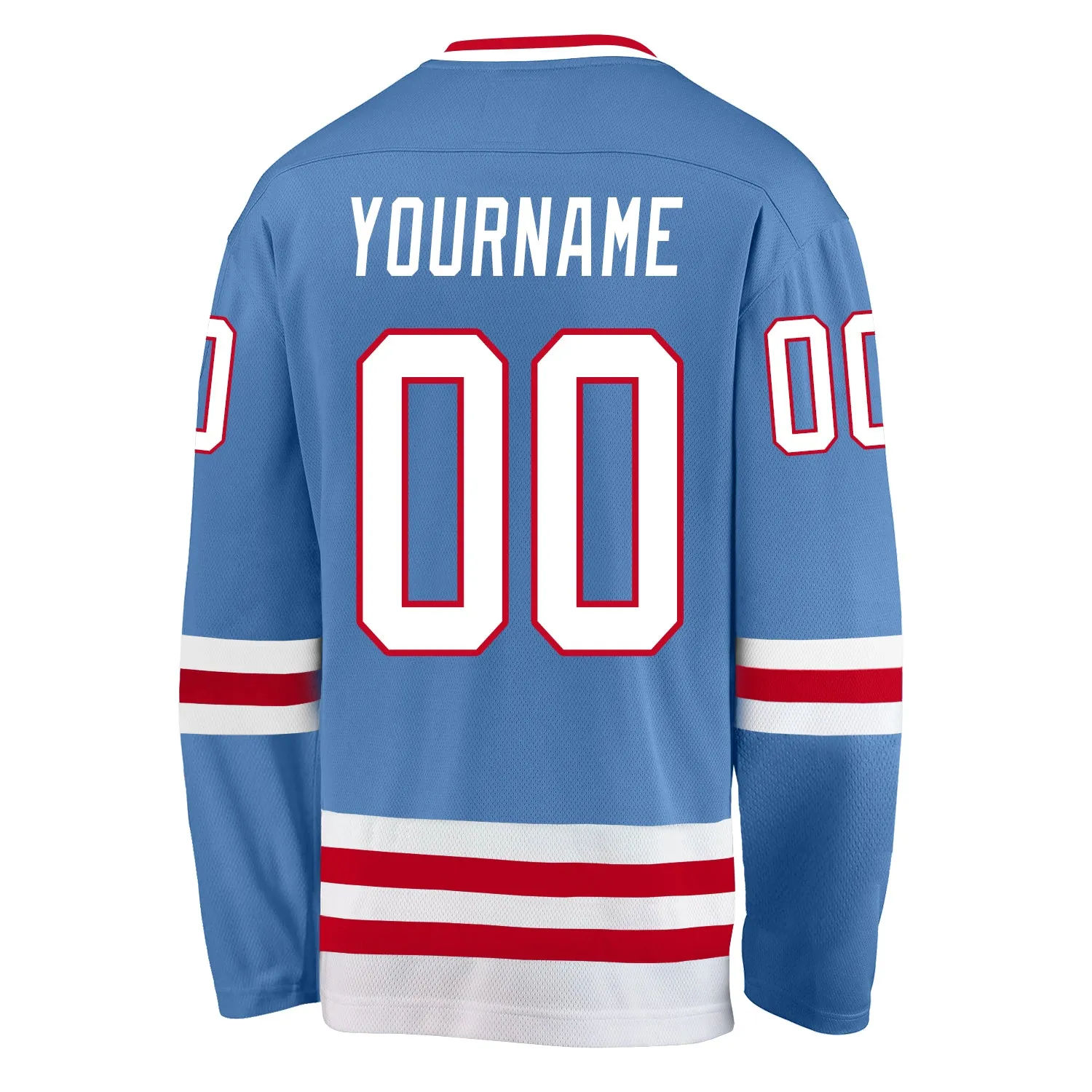 Custom Light Blue White-Red Hockey Jersey