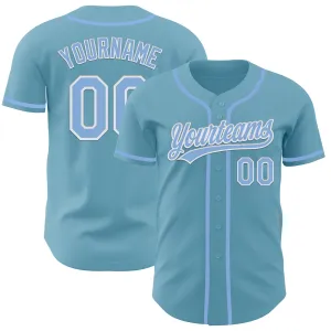 Custom Shadow Blue Light Blue-White Authentic Baseball Jersey