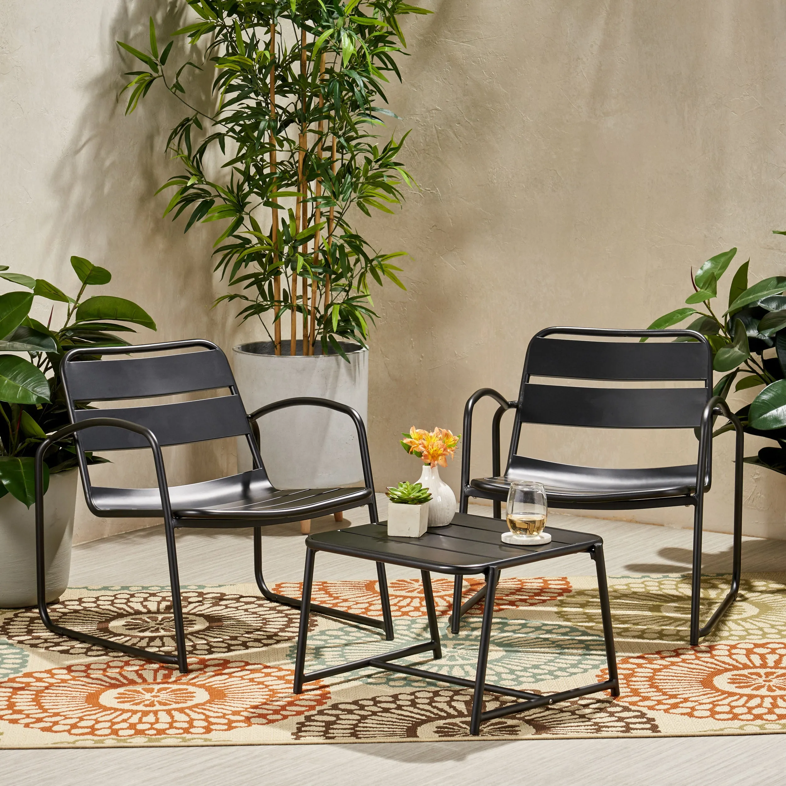 Daryah Outdoor Modern 2 Seater Chat Set