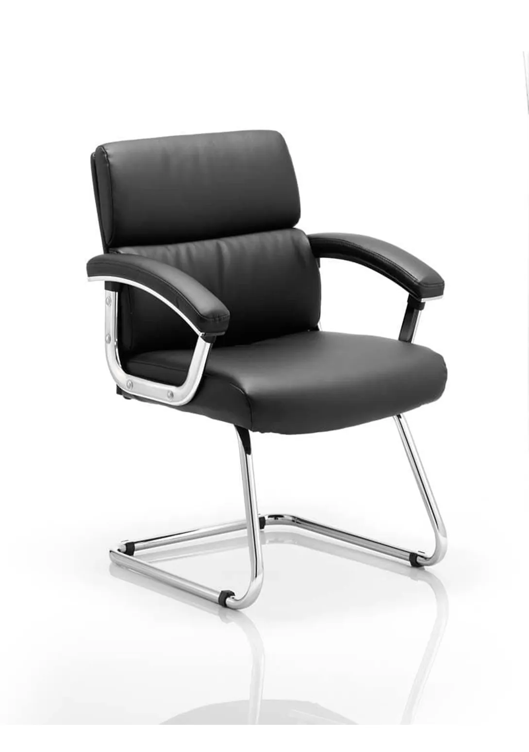 Desire Medium Back Leather Cantilever Visitor Chair with Arms