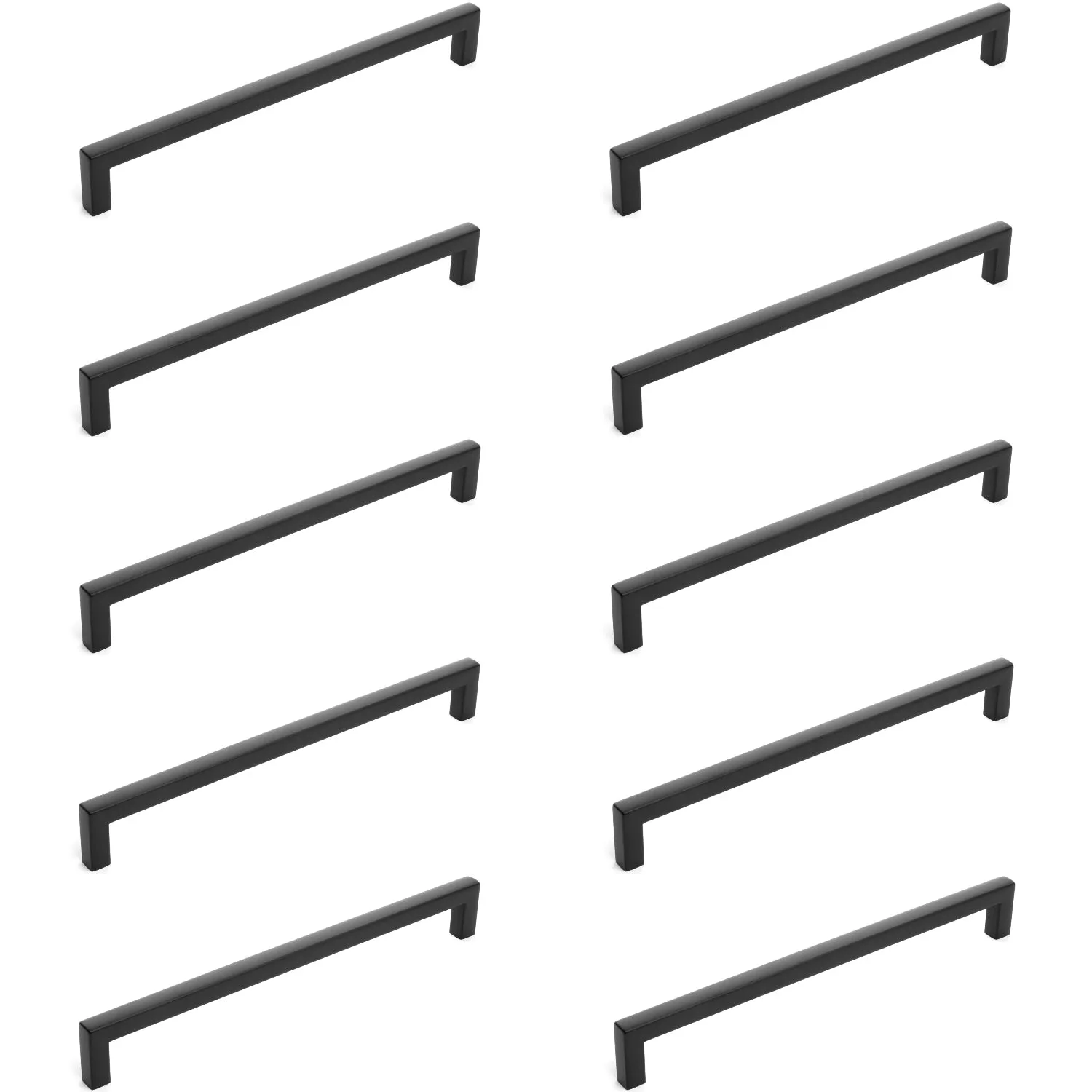 Diversa Matte Black 7-1/2" (192mm) Square Edge Solid Cabinet Bar Pull - 10 PACK