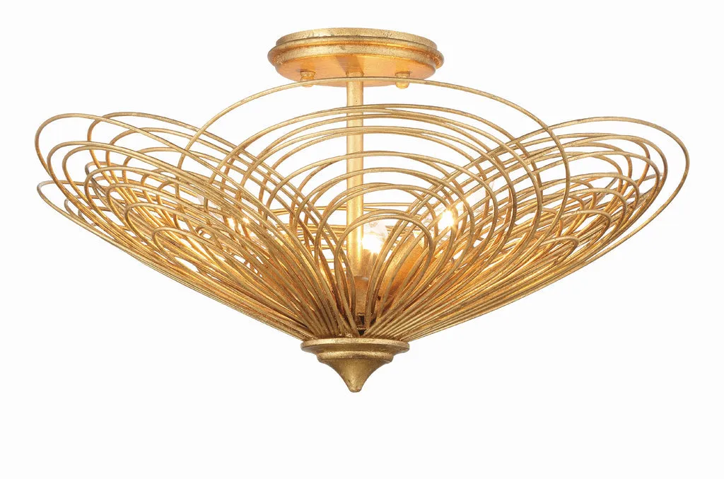 Doral 3 Light Renaissance Gold Semi Flush Mount