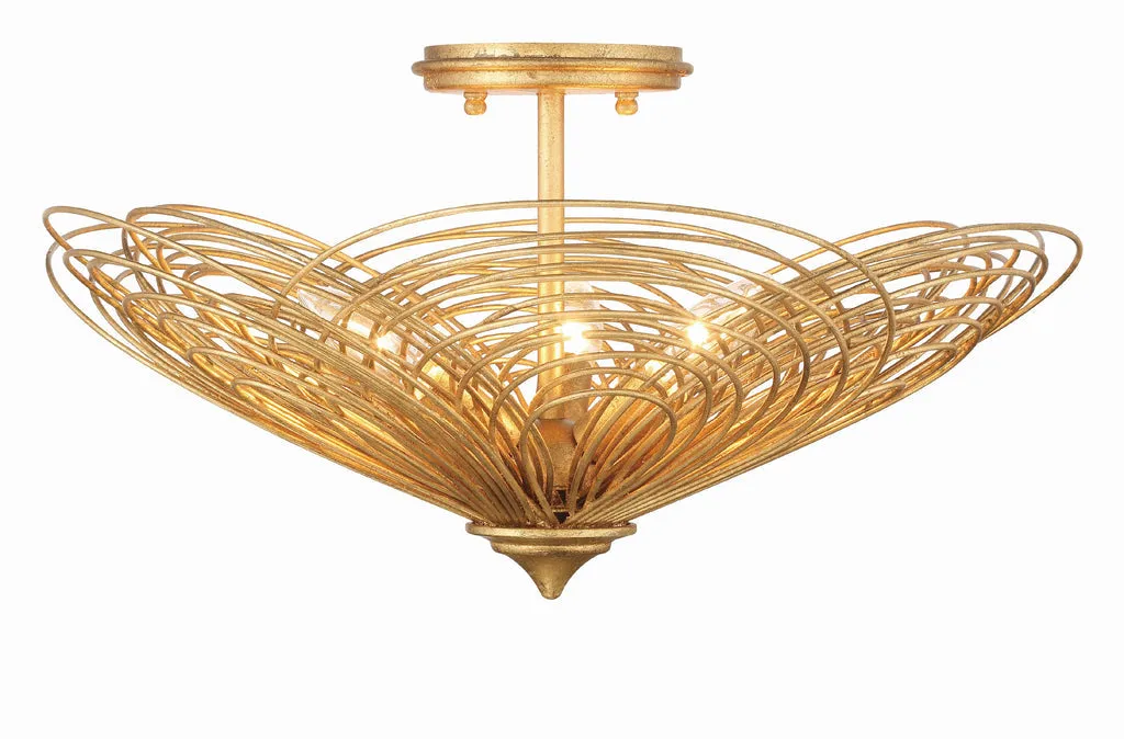 Doral 3 Light Renaissance Gold Semi Flush Mount