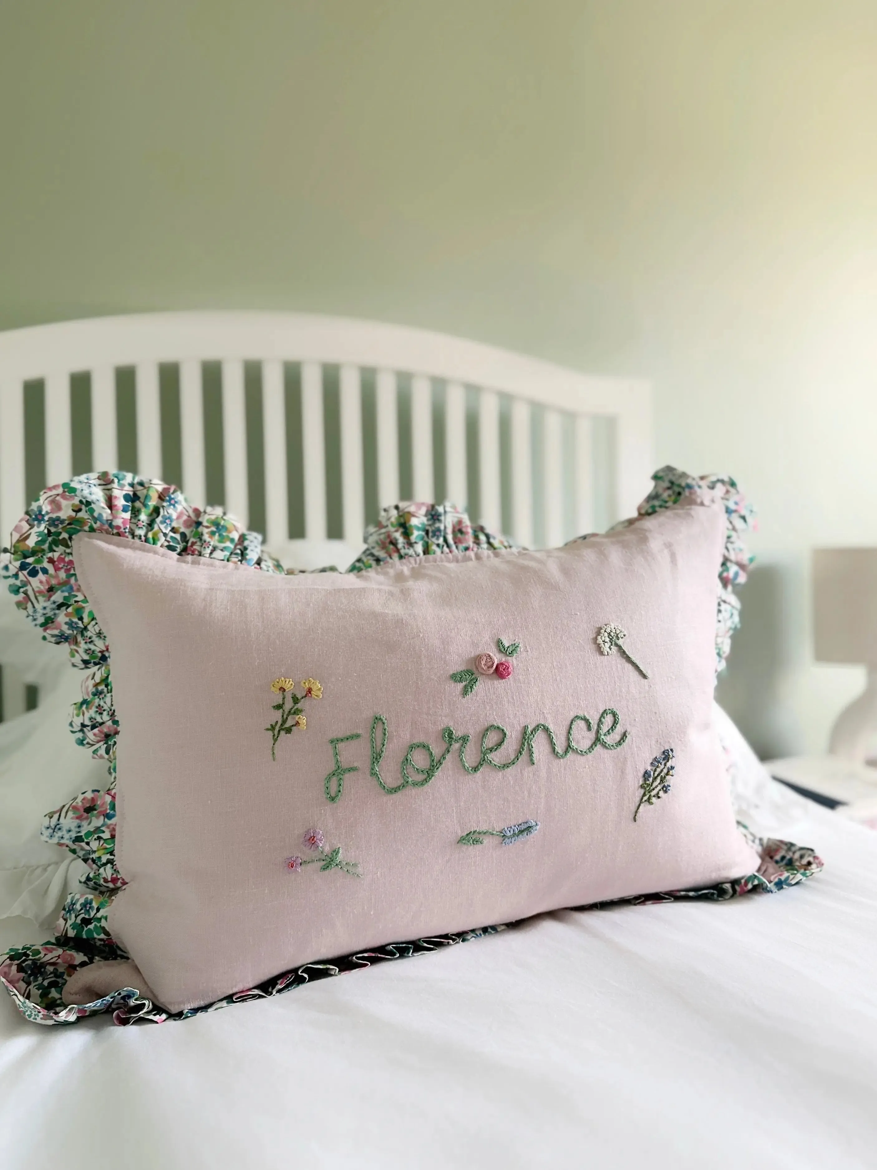 DREAMS of SUMMER Liberty Embroidered Oblong Cushion