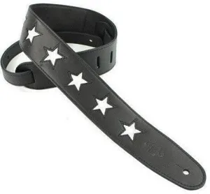 DSL White Star Leather Guitar Strap