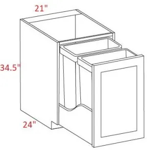 EB02-BWBK21-FH Elegant Smokey Gray Assembled 21" Trash Base Cabinet