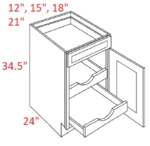 EB22-B21-POS2 Elegant Dove Assembled 21" Base Cabinet With Roll Outs