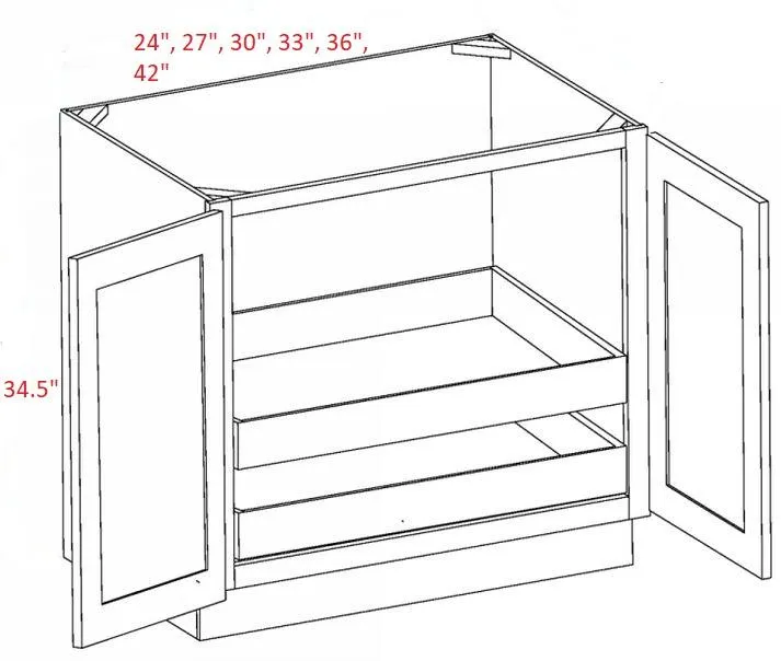 EB22-B33-POS2-FH Elegant Dove Assembled 33" Base Cabinet With Roll Outs