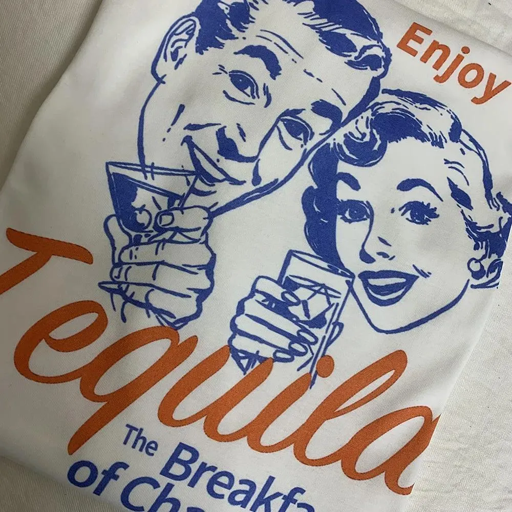 Enjoy Tequila Retro Graphic Tees Women Cute Funny Alcoh