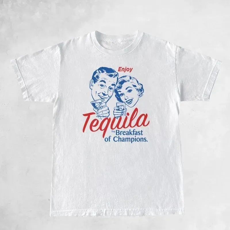 Enjoy Tequila Retro Graphic Tees Women Cute Funny Alcoh