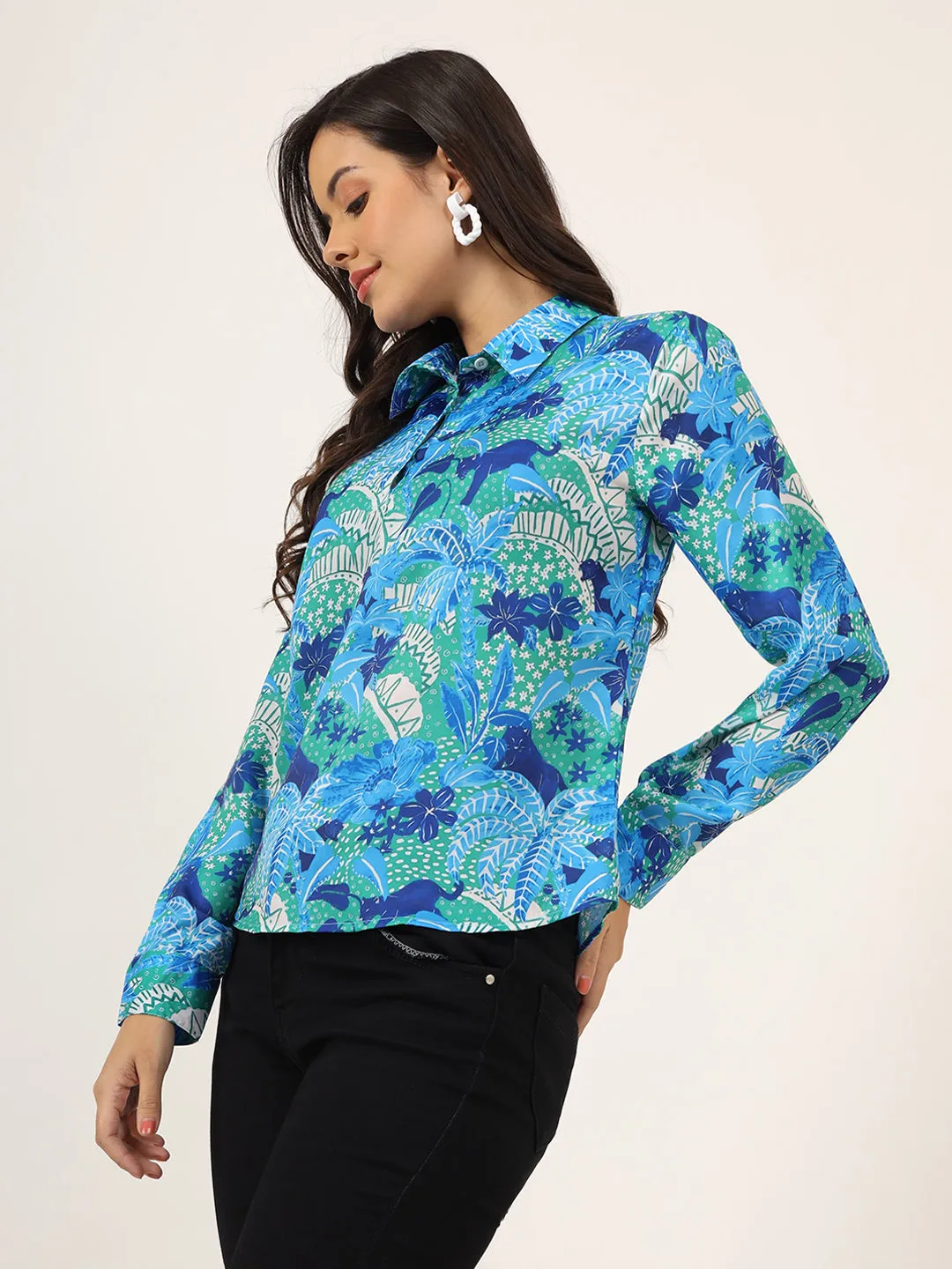 Floral Printed Satin Top