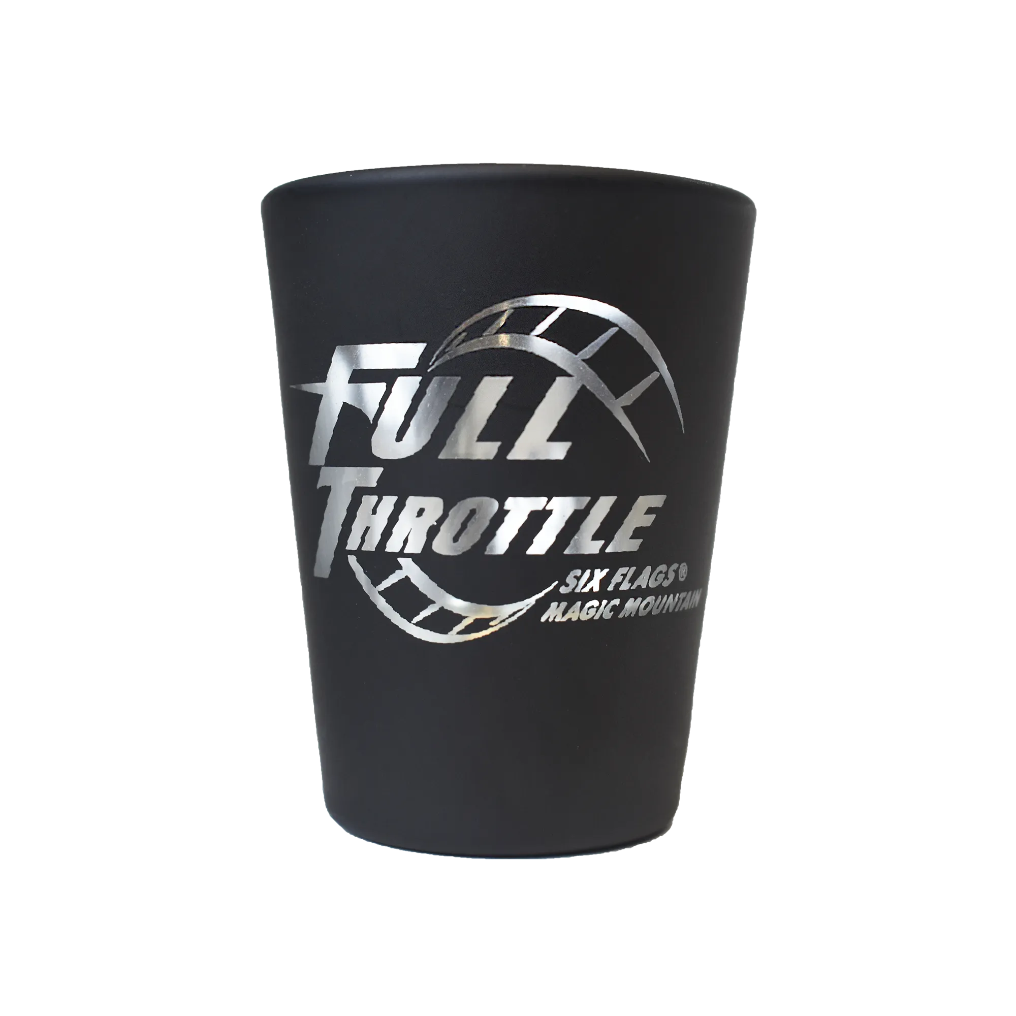 FULL THROTTLE MATTE BLACK SHOT GLASS (SIX FLAGS MAGIC MOUNTAIN)