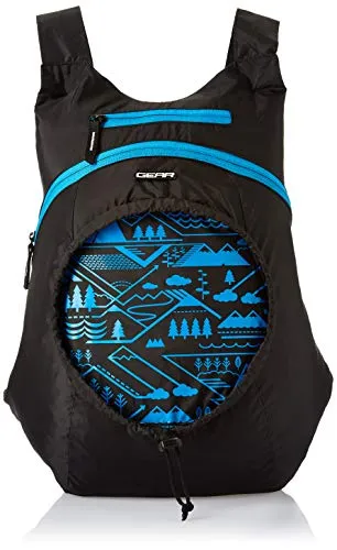 Gear CarryOn 16L Small Foldable Water Resistant Unisex Casual/Hiking Backpack/Daypack- Blue and Black