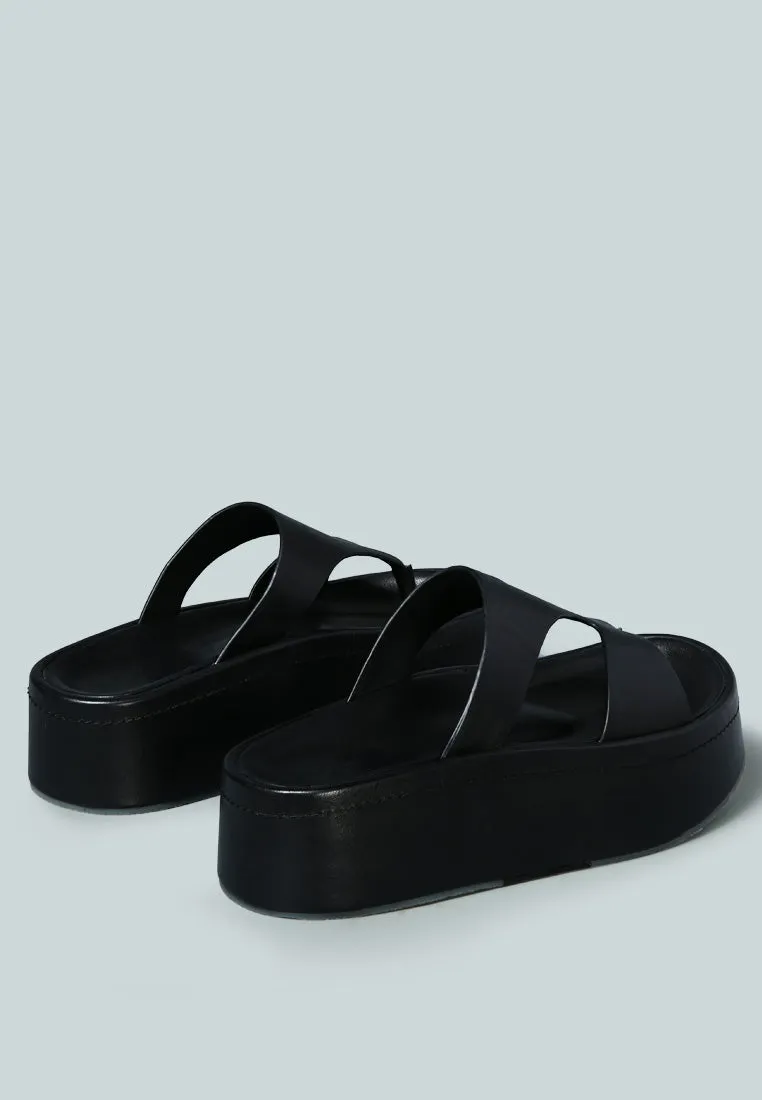 HATHAWAY Slip-On Platform Sandal in Black