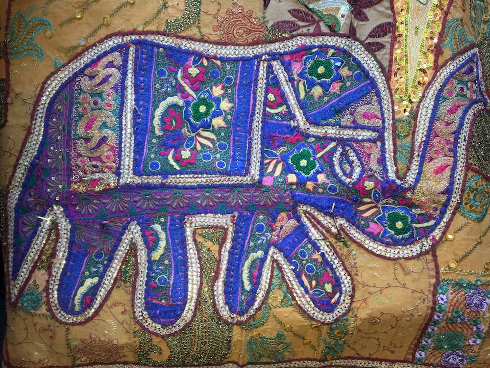 indian embroidered elephant wall hangings