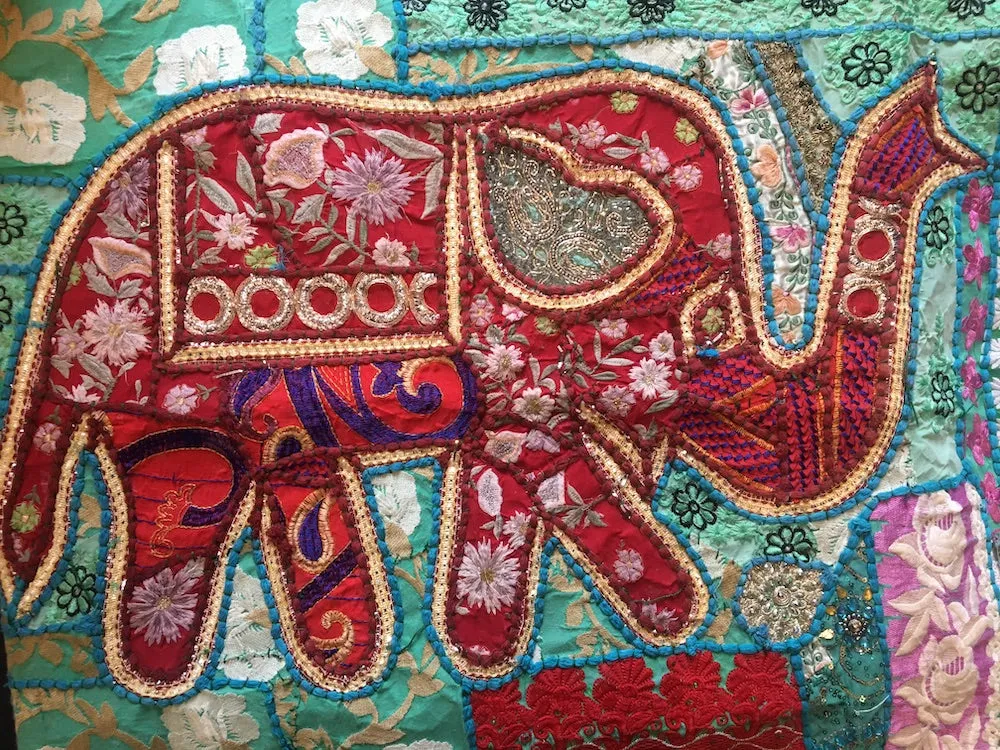 indian embroidered elephant wall hangings