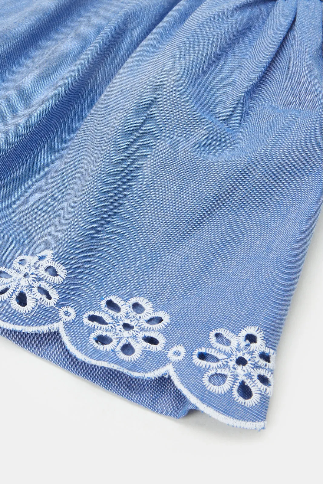 Infant Girls Blue Embroidered Dress